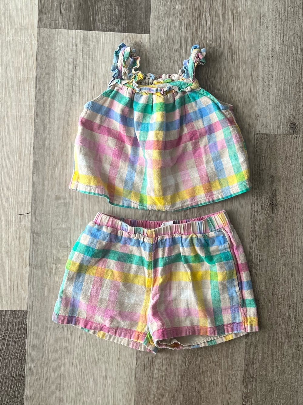 Baby Gap Colorful Plaid Tank Short Set 12-18M